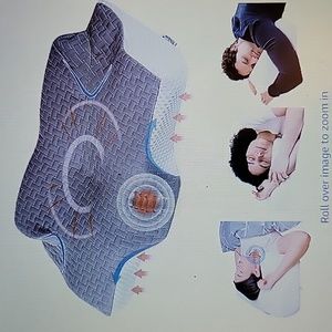 Elviros Memory Foam Cervical Pillow Queen ergonomic contour pain relief Grey New